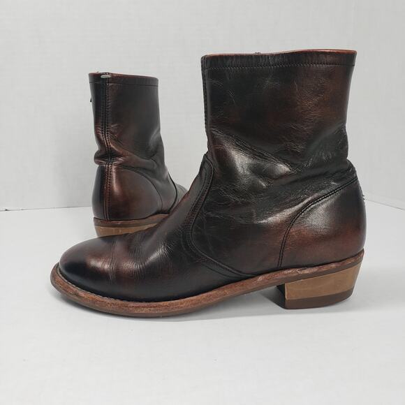 Maison Martin Margiela Shoes - Maison Margiela Replica Campus Ankle Boots Womens 38.5 8 Brown Oil Spill Leather